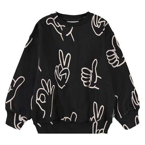 Molo Monti Sweatshirt Drawn Hands  Drawn Hands 122 cm  Sort  122 cm  Drenge, Piger