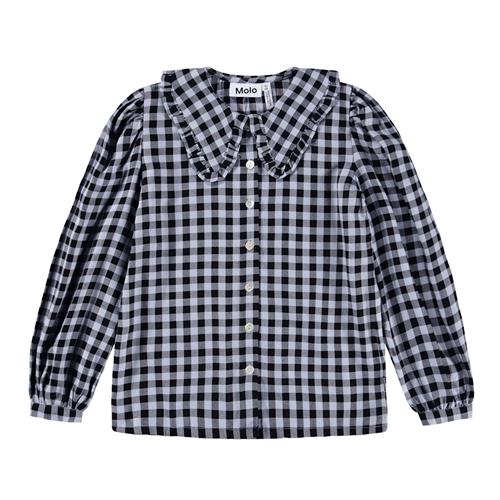 Molo Robbin Skjorte Med Lange Ærmer Moon Gingham  Moon Gingham 122/128 cm  Marineblå  122/128 cm  Piger