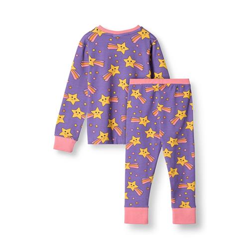 Småfolk Jubilee With Shooting Stars Nattøjssæt Royal Purple  Royal purple-4-5 Y  Lilla  4-5 år  Piger