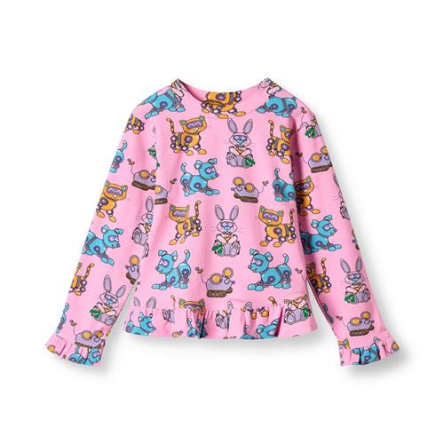 Småfolk Dabinett With Robot Pets Langærmet T-shirt Pink Lilac  Pink lilac-3-4 Y  Lyserød  3-4 år  Piger
