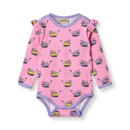 Småfolk Regent With Robot Mice Langærmet Baby Body Pink Lilac  Pink lilac-62 cm  Lyserød  62 cm  Piger
