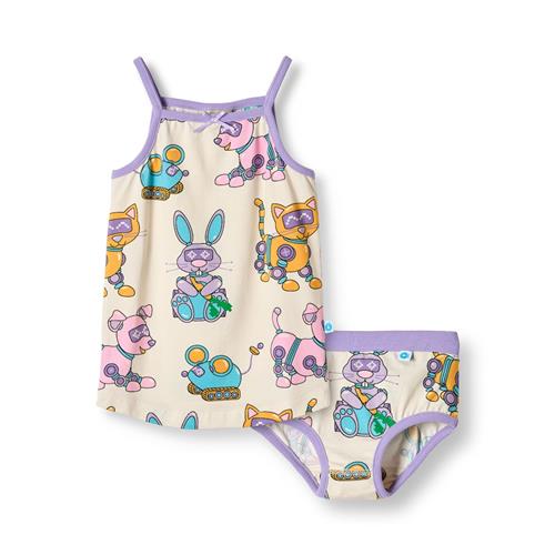 Småfolk Elstar With Robot Pets Undertøjssæt Vanilla  Vanilla-3-4 Y  Hvid  3-4 år  Piger