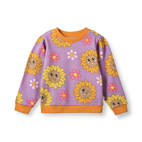 Småfolk Hidden With Sunflowers Sweatshirt Purple Iris  Purple iris-7-8 Y  Lilla  7-8 år  Piger