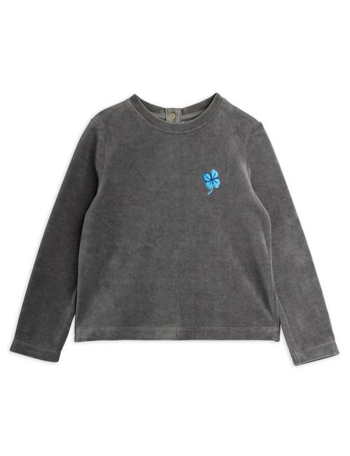 Mini Rodini Clover Emb Velour Top Grey  Grey 104/110 cm  Grå  104/110 cm  Piger
