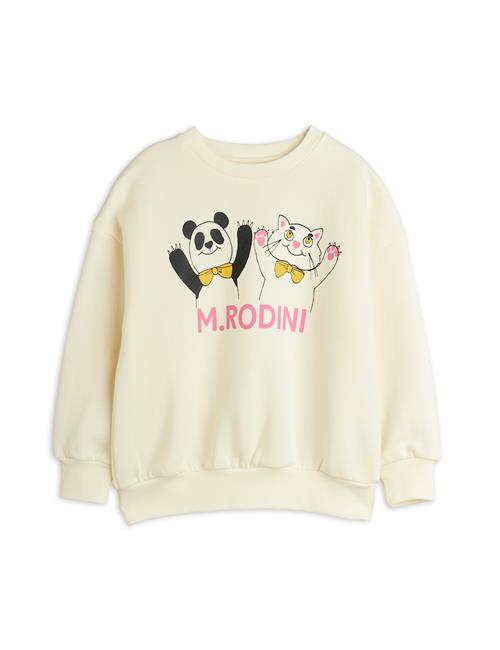Mini Rodini GOTS Panda & Cat Sweatshirt  Offwhite 116/122 cm  Hvid  116/122 cm  Drenge, Piger