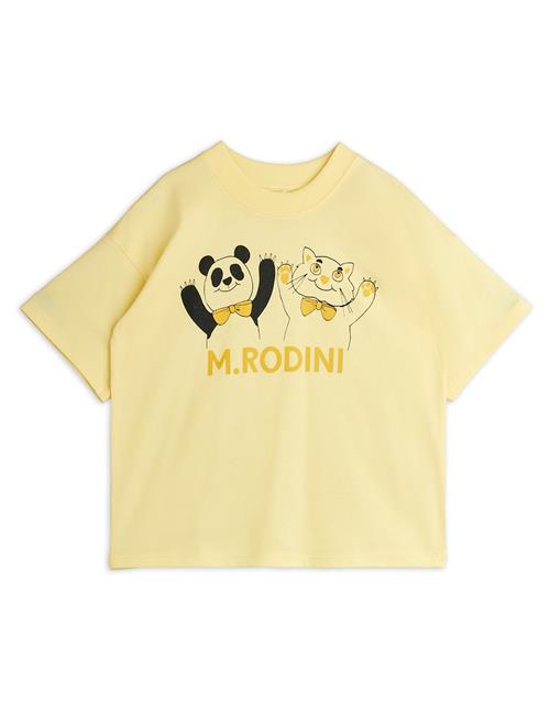 Mini Rodini GOTS Panda & Cat Tee Yellow  Yellow 116/122 cm  Gul  116/122 cm  Drenge, Piger
