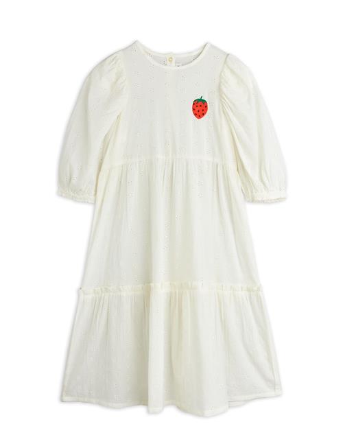 Mini Rodini GOTS Strawberry Kjole Med Pufærmer White  White 140/146 cm  Hvid  140/146 cm  Piger