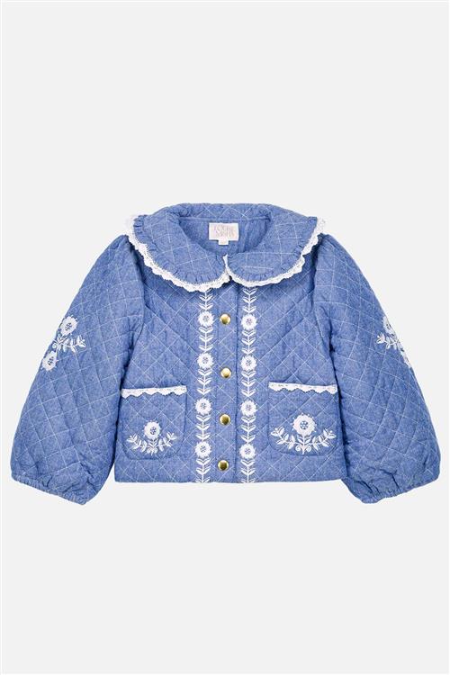 Louise Misha Jouliana Vævet Frakke Blue Chambray Blue Chambray-5 Y  Blå  5 år  Piger