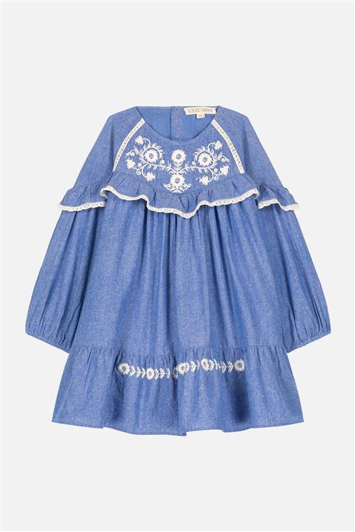 Louise Misha Orana Vævet Kjole Blue Chambray Blue Chambray-7 Y  Blå  7 år  Piger