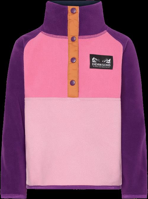 Didriksons Monte Kids 4 Jumper Med Halv Knap Light Heather Pink  Light Heather Pink-80 cm  Lyserød  80 cm  Piger
