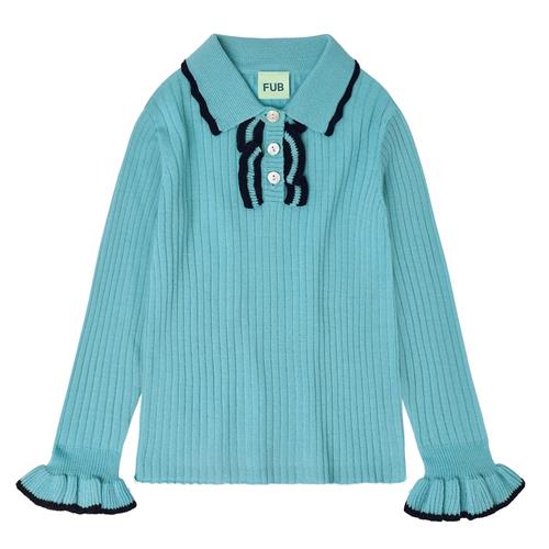 FUB Polo Med Frynser Aqua  Aqua-130 cm Wool Blå  130 cm  Piger