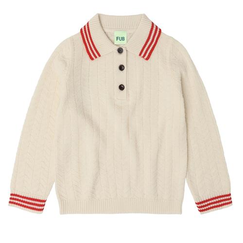 FUB Zigzag-polo Ecru  Ecru-120 cm Wool Beige  120 cm  Drenge, Piger