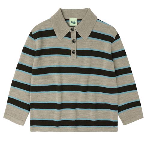 FUB Stribet Polo Oat Melange  Oat Melange-100 cm Wool Beige  100 cm  Drenge, Piger