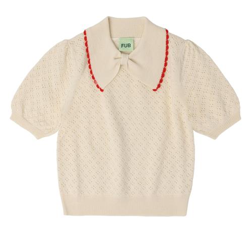 FUB Pointelle-polo Ecru  Ecru-120 cm Uld Beige  120 cm  Piger