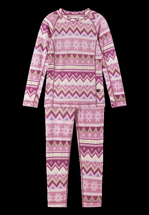 Reima Taitoa Base Layer-sæt I Uld Grey Pink  Grey Pink-152 cm  Lyserød  152 cm  Drenge, Piger