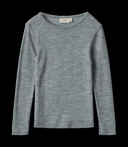 Wheat Alfie Langærmet Uld-T-shirt Melange Grey  Melange Grey 104 cm Uld Grå  104 cm  Drenge, Piger