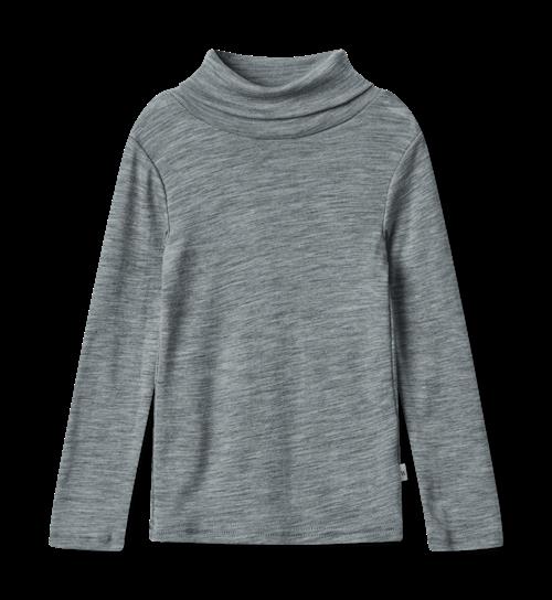 Wheat Aksel Uld-T-shirt Med Rullekrave Melange Grey  Melange Grey 104 cm Uld Grå  104 cm  Drenge, Piger