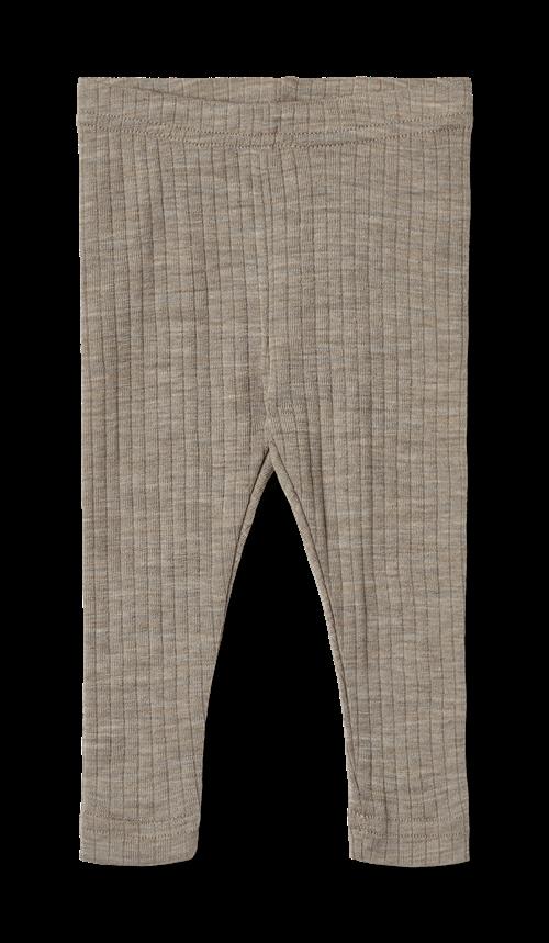 Wheat Agi Leggings I Uld Og Silke Khaki Melange  Khaki Melange 62 cm Wool Brun  62 cm  Drenge, Piger