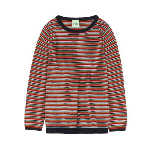 FUB Ribbluse I Uld Multi Stripe  Multi Stripe-120 cm Wool Rød  120 cm  Drenge, Piger