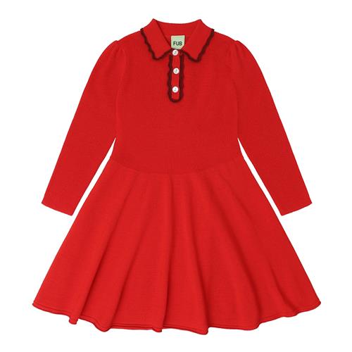 FUB Peplum-kjole I Uld Signal Red  Signal Red-90 cm Uld Rød  90 cm  Piger
