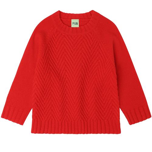 FUB Sweater I Lammeuld Signal Red  Signal Red-140 cm  Rød  140 cm  Drenge, Piger