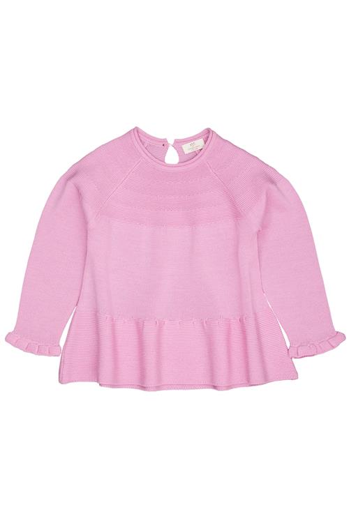 Copenhagen Colors Bluse Med Flæser I Merinouldstrik Syringa  Syringa 98 cm Wool Lyserød  98 cm  Piger
