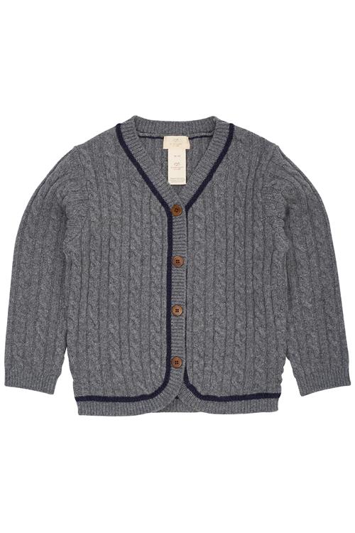 Copenhagen Colors Grandad Cardigan I Lammeuld Dark Grey Navy  Dark Grey Navy 92 cm Wool Grå  92 cm  Drenge
