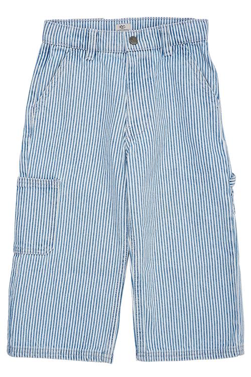 Copenhagen Colors GOTS Twill-bukser Med Stribe Og Justerbar Talje Denim Blue Stripe  Denim Blue Stripe 110 cm  Blå  110 cm  Drenge