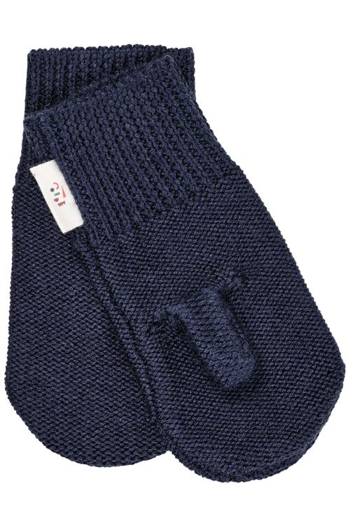 Copenhagen Colors Strikkede Vanter I Merinould Navy  Navy 122/128 cm Wool Marineblå  122/128 cm  Drenge, Piger