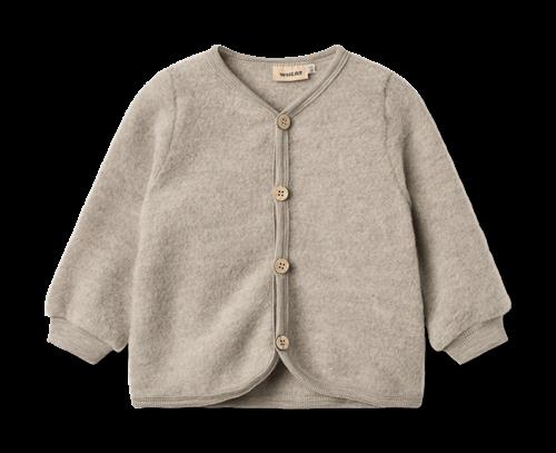 Wheat Kari Cardigan I Uldfleece Khaki Melange  Khaki Melange 74 cm Uld Brun  74 cm  Drenge, Piger