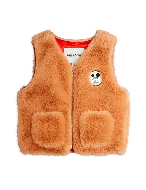 Mini Rodini Ritzratz Patch-vest I Imiteret Pels Pink  Pink 128/134 cm  Lyserød  128/134 cm  Piger