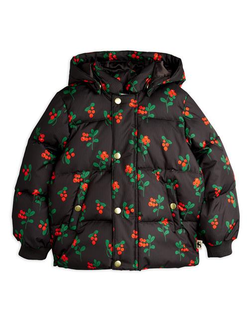 Mini Rodini Lingonberries Pufferjakke Med Hætte Black  Black 104/110 cm  Sort  104/110 cm  Piger