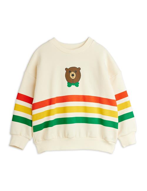 Mini Rodini GOTS Bear Stribet Sweatshirt Offwhite  Offwhite 92/98 cm  Hvid  92/98 cm  Drenge