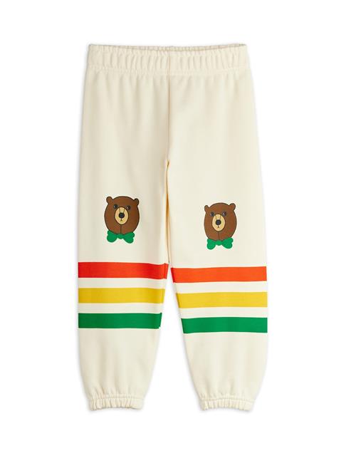 Mini Rodini GOTS Bear Stribet Sweatpants Offwhite  Offwhite 104/110 cm  Hvid  104/110 cm  Drenge