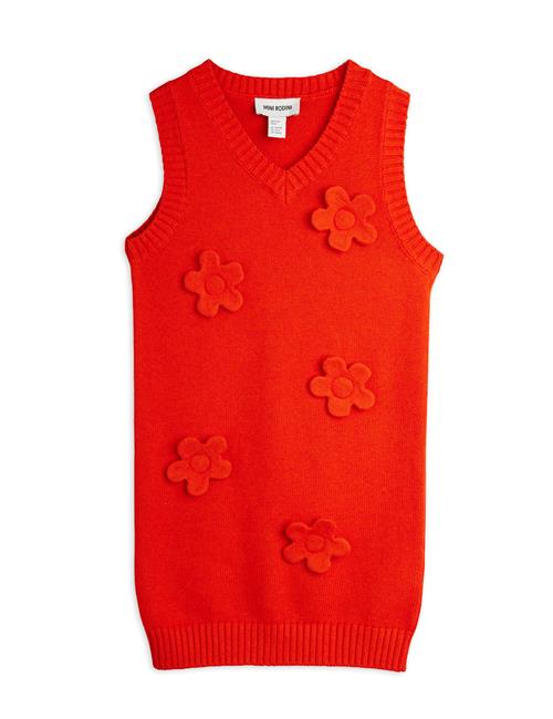 Mini Rodini GOTS Strikket Blomstervest-kjole Red  Red 116/122 cm  Rød  116/122 cm  Piger
