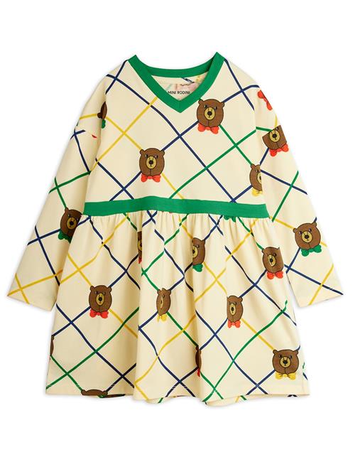 Mini Rodini GOTS Bear Ternet Kjole Med Lange Ærmer Offwhite  Offwhite 116/122 cm  Hvid  116/122 cm  Piger