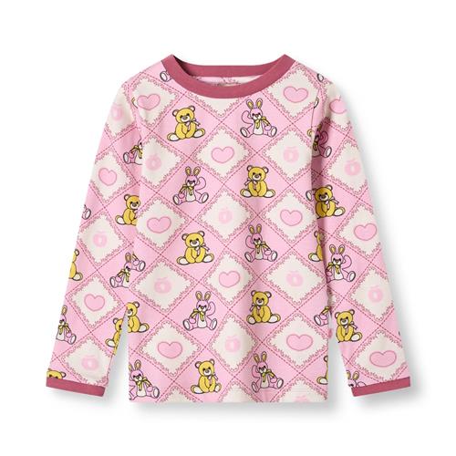 Småfolk Elstar Langærmet Top Med Bamser Pink Lace  Lace-5-6 Y  Lyserød  5-6 år  Piger