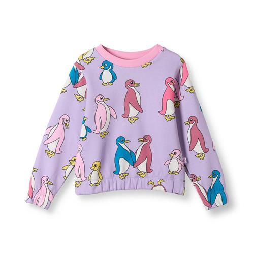 Småfolk Yapeen Sweatshirt Med Pingviner Lilla Heather Purple  Heather purple-2-3 Y  Lilla  2-3 år  Piger