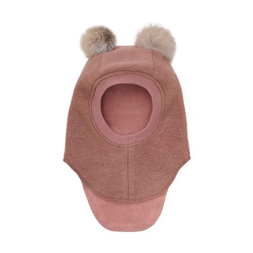 Huttelihut Balaclava I Uldalpakka Med Pomponer Burlwood  Burlwood 52 cm Uld Lyserød  52 cm  Piger