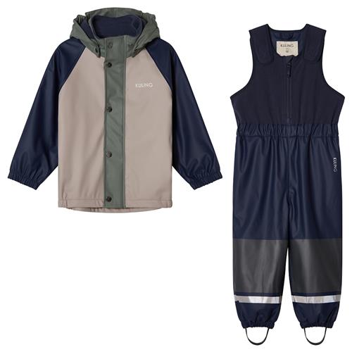 Kuling Ottawa Foret Regnsæt Taupe/navy/light Green Blocking Taupe/Navy/Light Green Blocking 74/80 cm  Marineblå  74/80 cm  Drenge, Piger