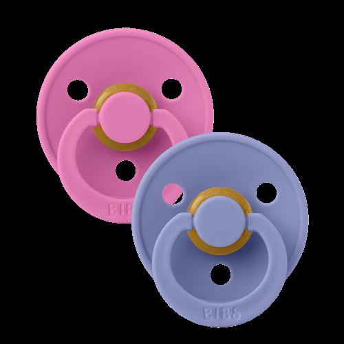 BIBS Colour 2-pak Runde Latex-sutter Bubbelgum Peri  Bubbelgum Peri 0+ Months Latex Lyserød  0+ måneder  Piger