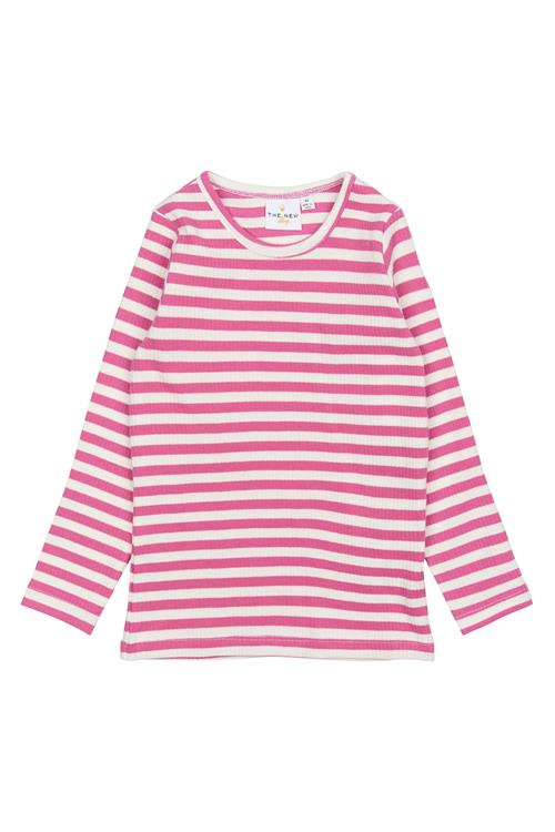 The New Siblings GOTS Fro Rib T-shirt Med Lange Ærmer Ibis Rose Striped  Ibis Rose Striped 80 cm  Lyserød  80 cm  Drenge, Piger