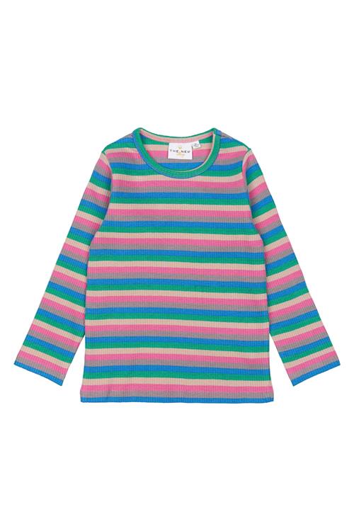 The New Siblings GOTS Polly Langærmet Rib Tee Multi Striped  Multi Striped 98 cm  Lyserød  98 cm  Piger