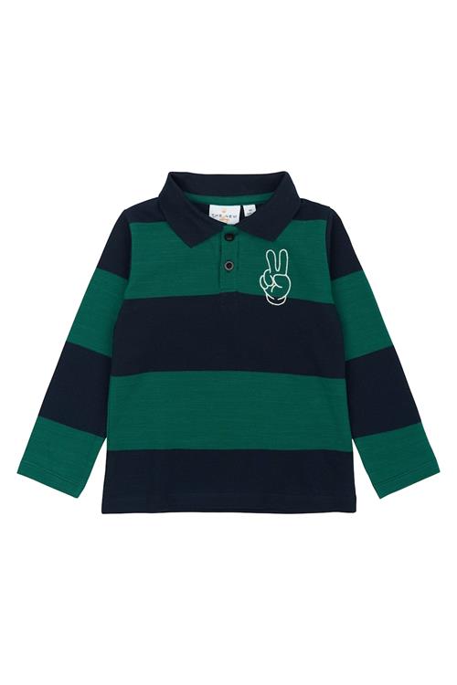 The New Siblings GOTS Pinon Langærmet Piqué-polo Navy Blazer Striped  Navy Blazer Striped 80 cm  Marineblå  80 cm  Drenge