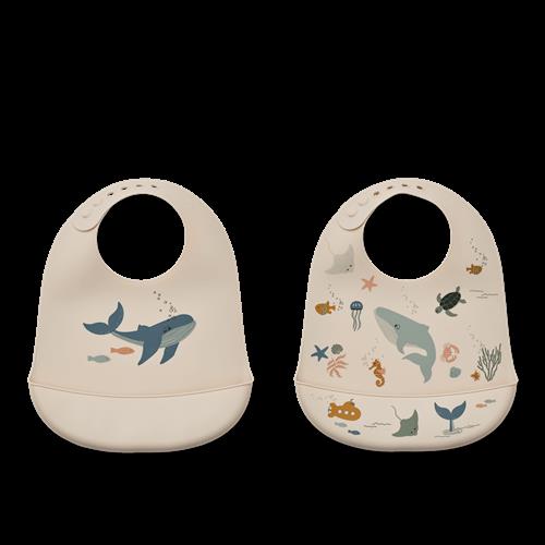 Liewood Tilda Trykt Hagesmæk 2-pak Sea Creature / Sandy  Sea Creature / Sandy-One Size  Beige  One Size  Drenge, Piger