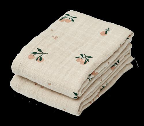 Liewood Lewis Muslin-klud 2-pak Peach / Sea Shell Mix  Peach / Sea Shell Mix-One Size  Beige  One Size  Drenge, Piger