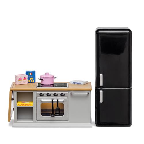 Lundby Lundby Dukkehus-komfur + Køleskabssæt Grey  One Size-Grey  Grå  One Size 4+ Years Drenge, Piger