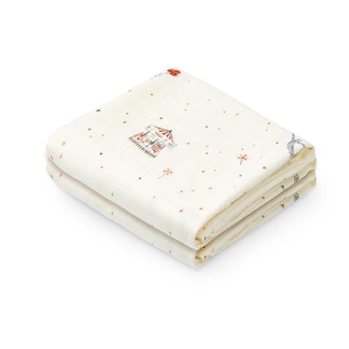 Cam Cam GOTS 2-pak Muslin-klud Carousel  Carousel One Size  Rød  One Size  Drenge, Piger