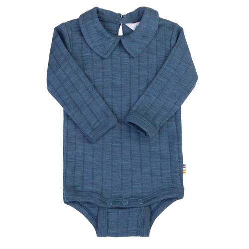 Joha Uldkrop Med Krave Blue Mealange  Blue Melange-90 cm  Blå  90 cm  Drenge, Piger