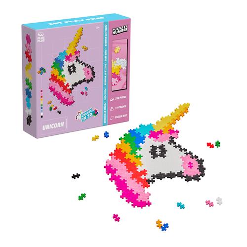Plus-Plus Plus-Plus Puzzle By Number Enhjørning - 250 Stykker Mix  Onesize-Mix  Lyserød  One Size  Drenge, Piger